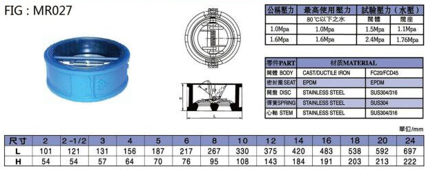 铸铁双瓣式止回阀,瑞光阀门